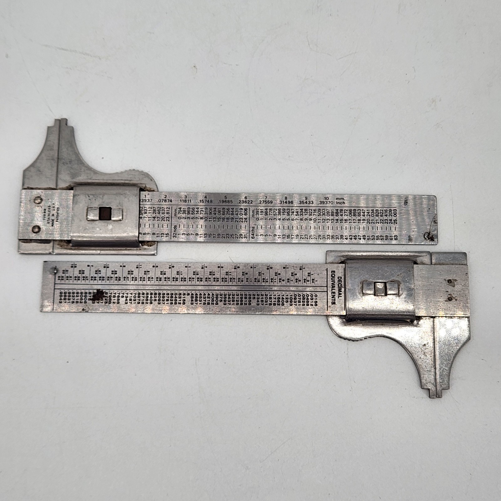 Set Of 2Vintage General Tools No. 729 Stainless Sliding Calipers