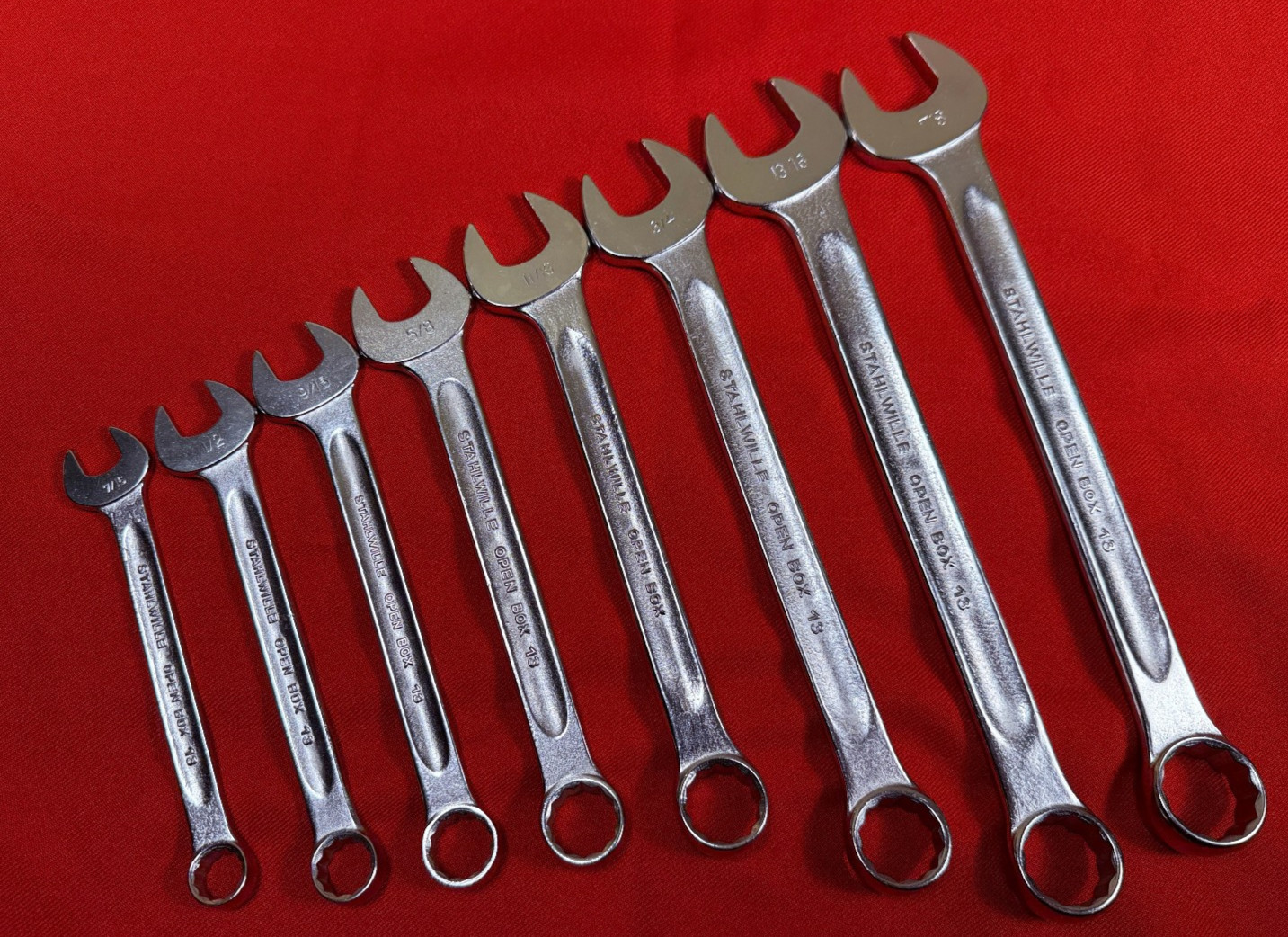NOS Vintage Stahlwille SAE Open Box 13 series 8 pc Combination Wrench Set