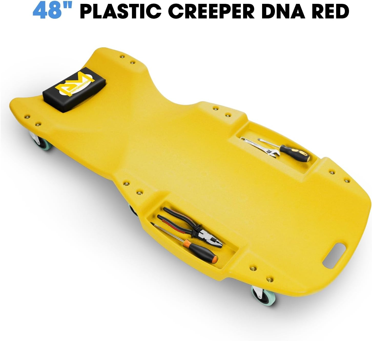 Inches Heavy-Duty Low-Profile Roller Automotive Creeper with Padded Headrest, Ye