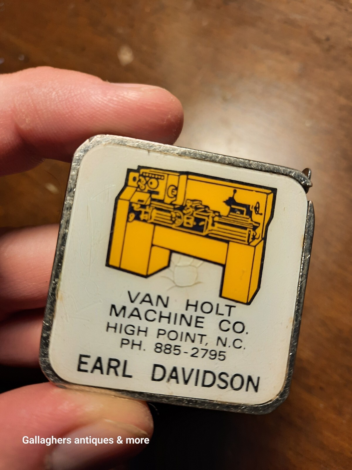 Vintage Barlow USA advertising tape measure High point NC Van Holt machine Co