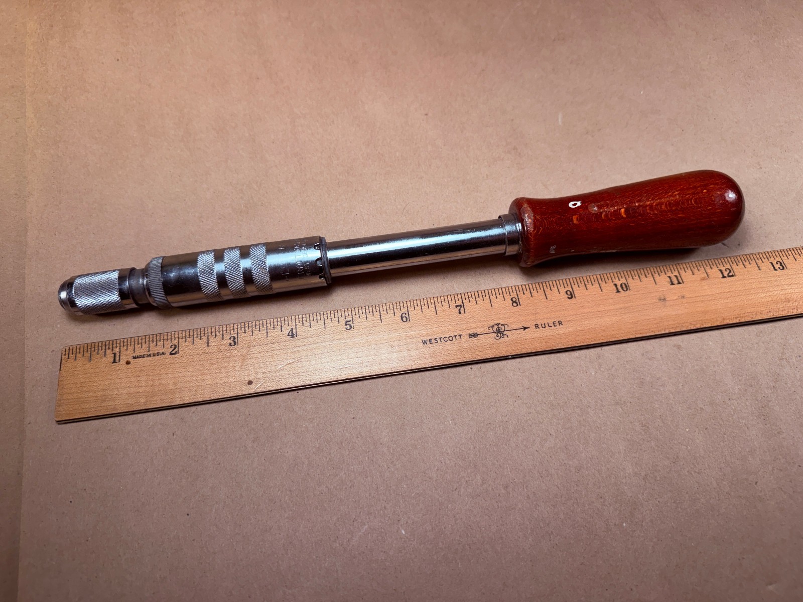 Craftsman West Germany Vintage Push Drill Driver Wood Handle Great Condition