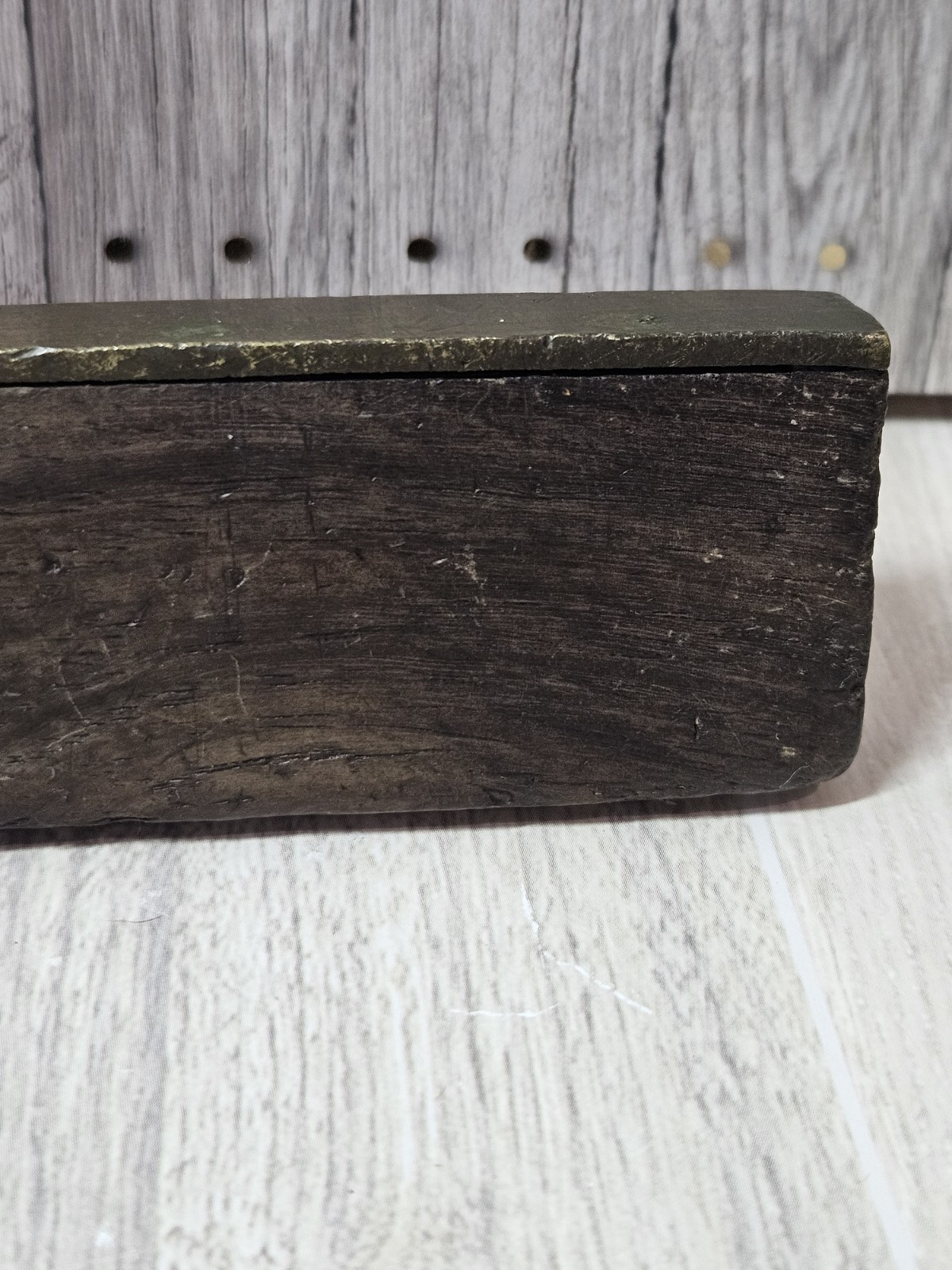 Antique Wood & Steel Try Square Carpenter Woodworking Layout Tool Brass Inlay…