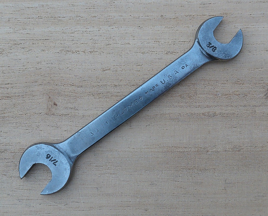 1940 Vintage PLOMB Tools 7/16 X 3/8 inch Open End WRENCH Model No. 3021