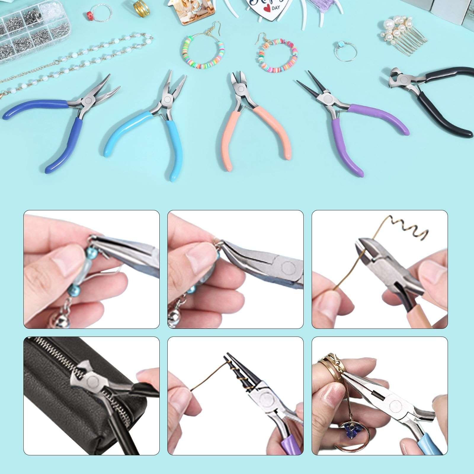 5 Piece Jewelry Pliers Set, Jewelry Making Tools for Jewelry 5 Black