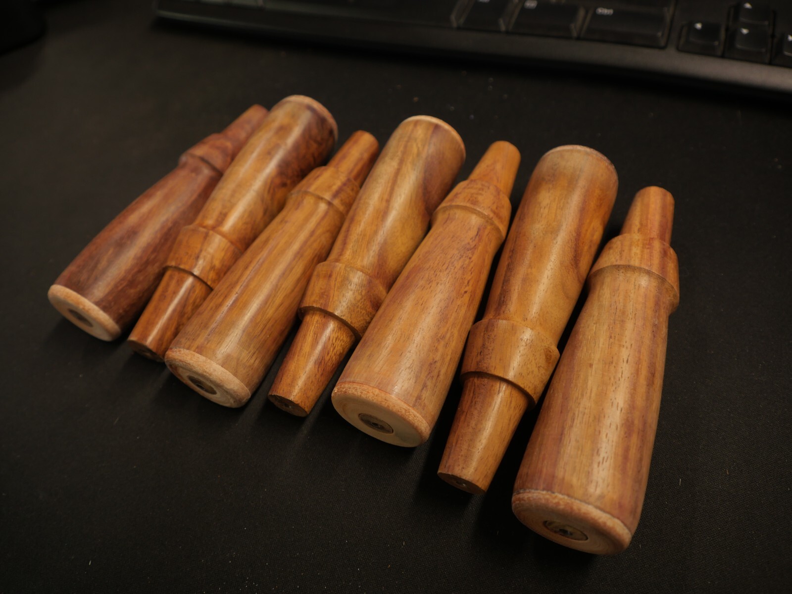 LOT OF 7 NEW LEATHER BUTT ROSEWOOD SOCKET CHISEL HANDLES FOR TOOL RESTORATION