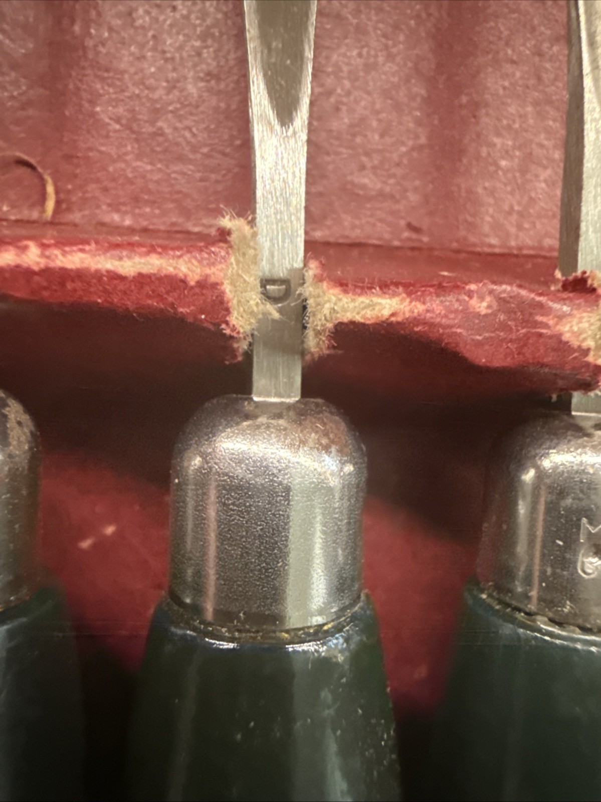 Vintage Craftsman USA 5 Piece Chisel Carving Tool Set Green Wood Handles W/ Box