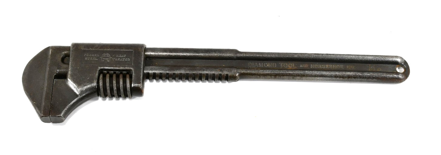 Diamond Horseshoe C715 15″ Adjustable Pipe Monkey Wrench Smooth Flat Jaw N996