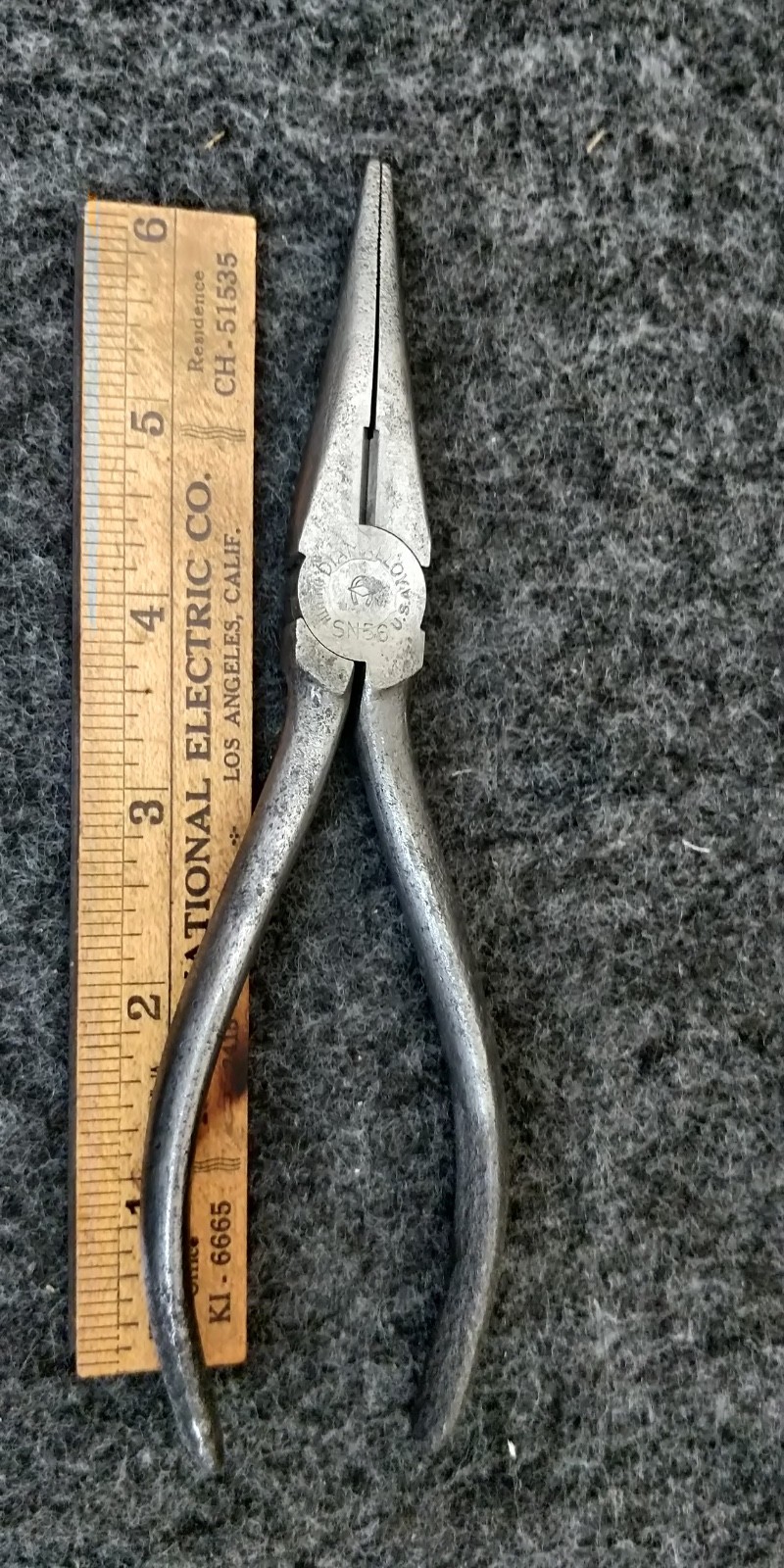 vintage Diamalloy SN-56 Diamond Duluth USA LONG NOSE SIDE CUTTING PLIER