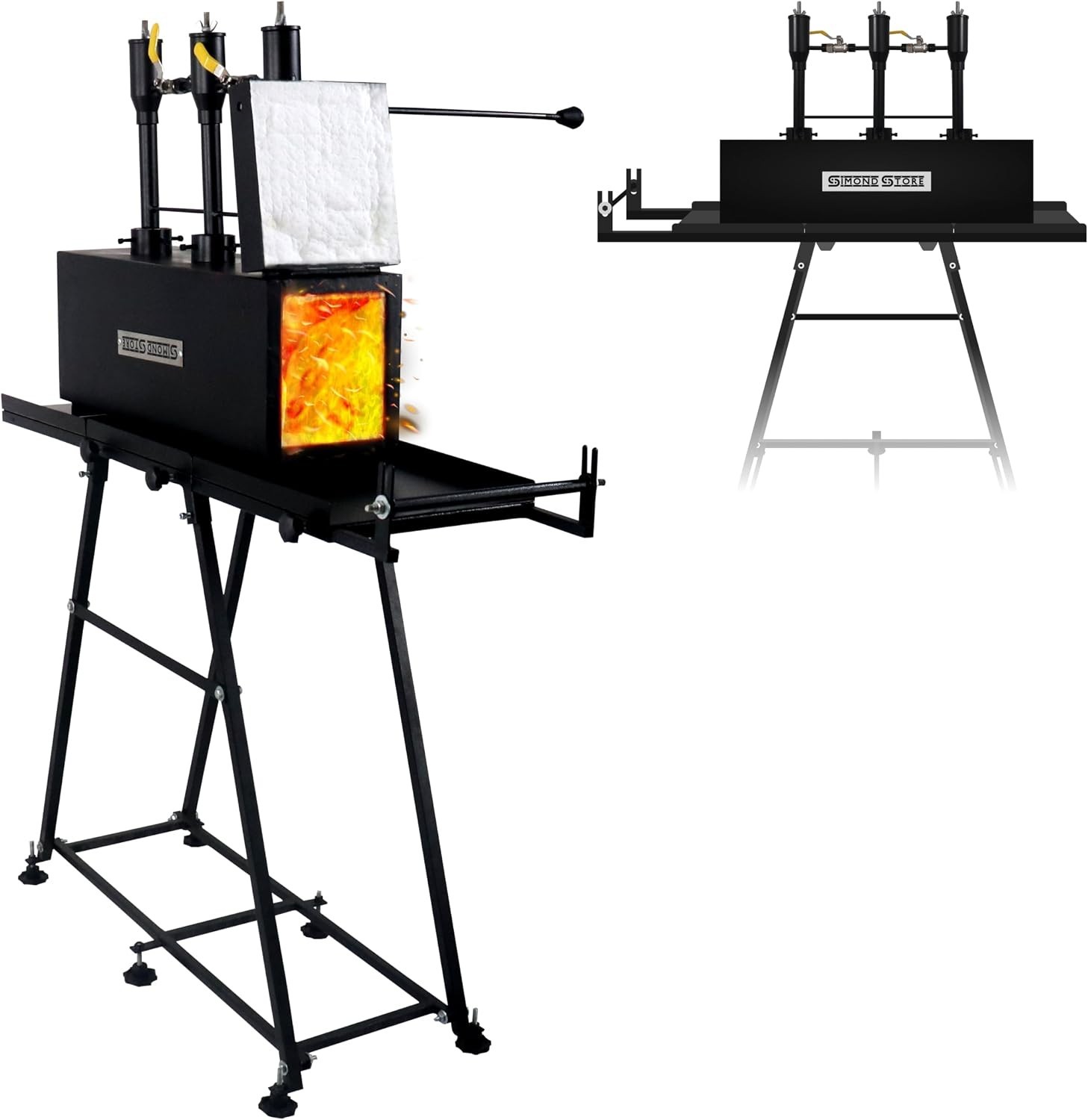 3 Burner Forge with Propane Forge Stand 24″ X 12″ Heavy-Duty Blacksmith Forge