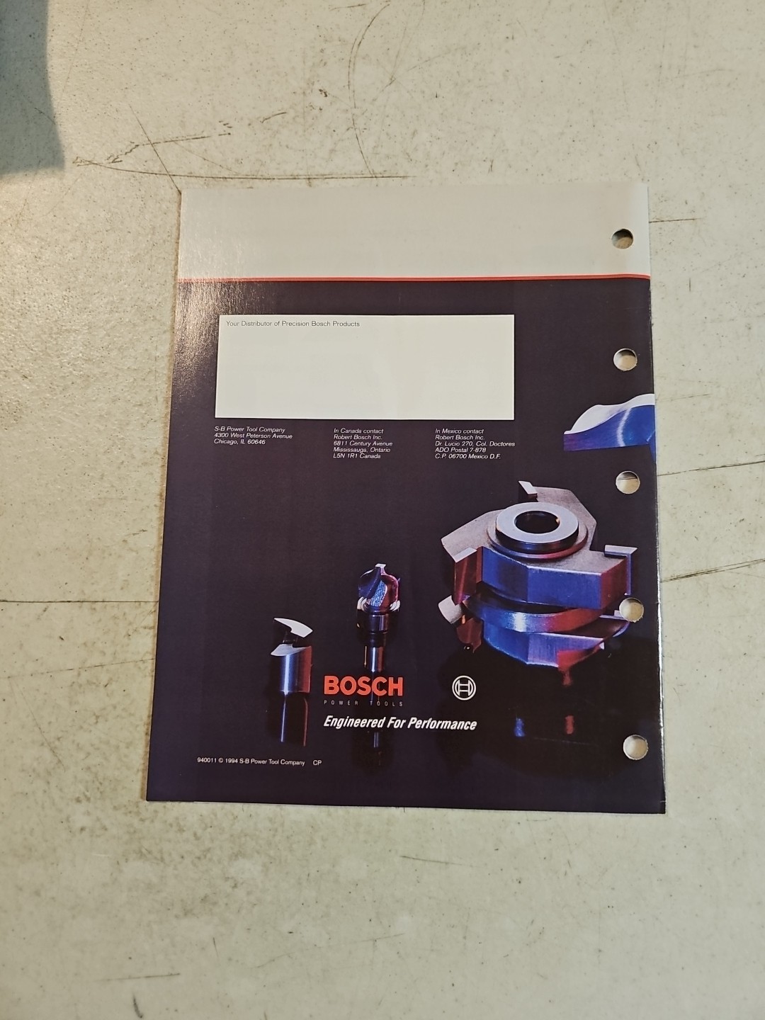 Vintage 1994 BOSCH Router Bits & Shaper Cutters Catalog