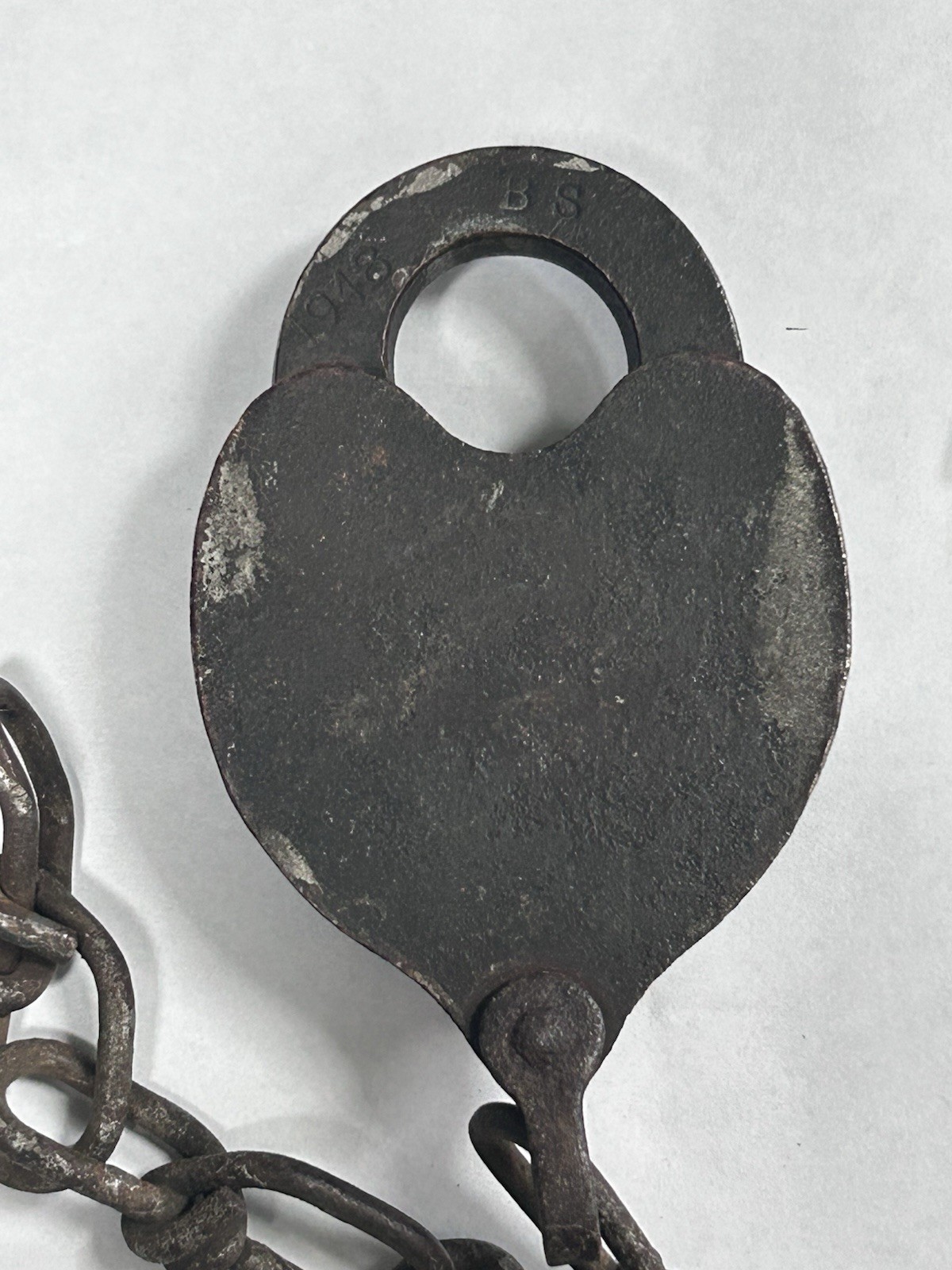 Vintage Padlock SLAYMAKER Heart Shape With Key Marked DE / Lock Stamped 1948 BS