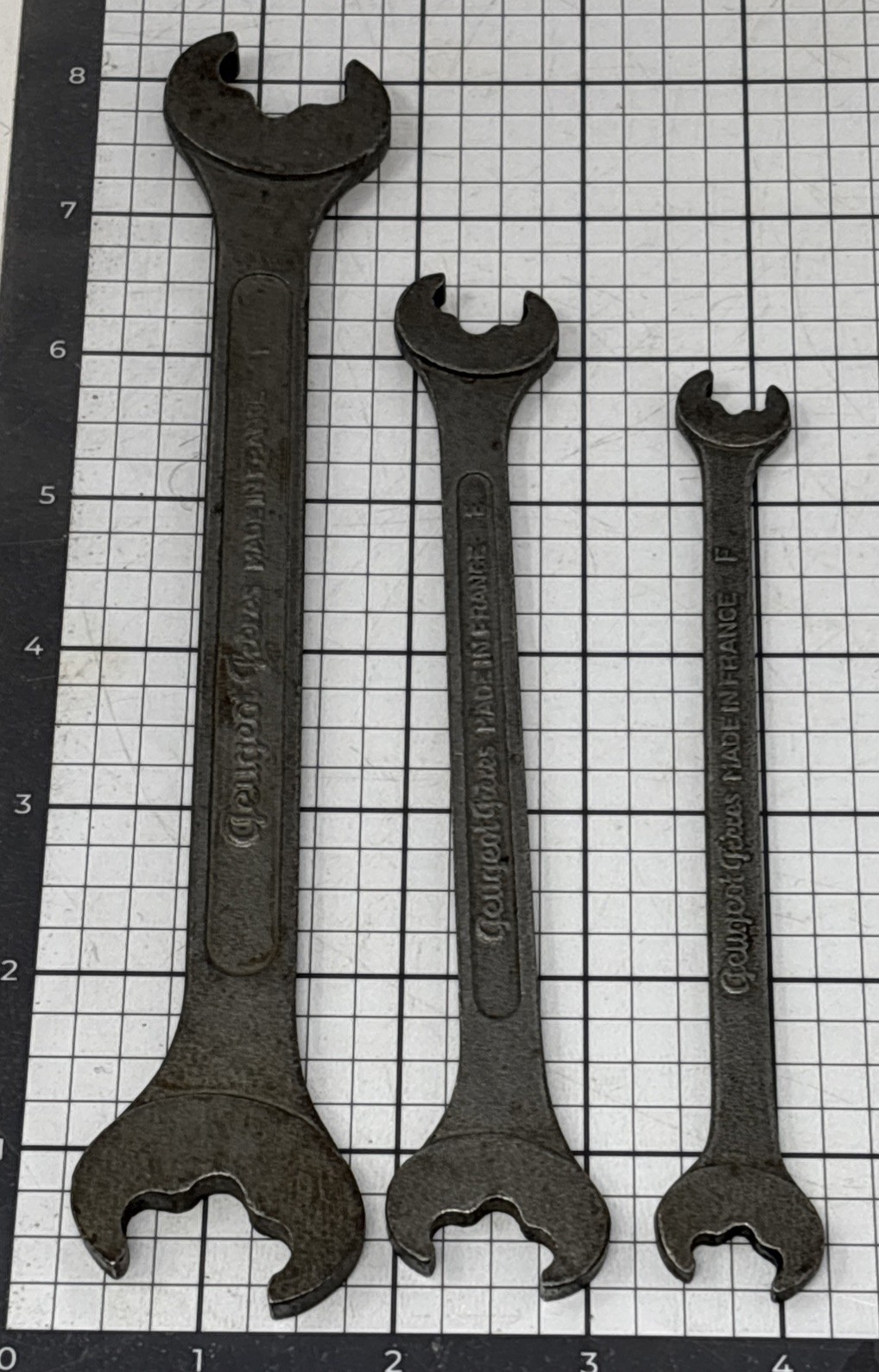 Surpans Vana-Lion Wrenches Made In France Puegeot Freces 12/14, 8/10, 17/19 VTG