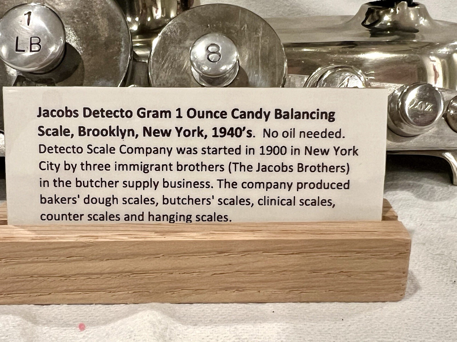 1940s JACOBS DETECTO-GRAM CANDY SCALE 1 Ounce Balancing Brooklyn NY with Weights
