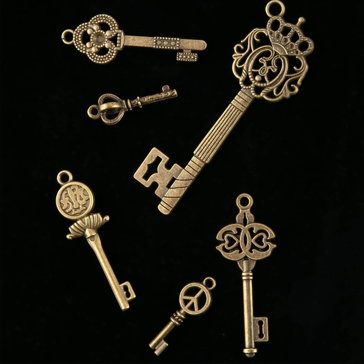 Vintage Skeleton Keys Set, Filigree Steampunk Keys, Antique Bronze Keys Charms P