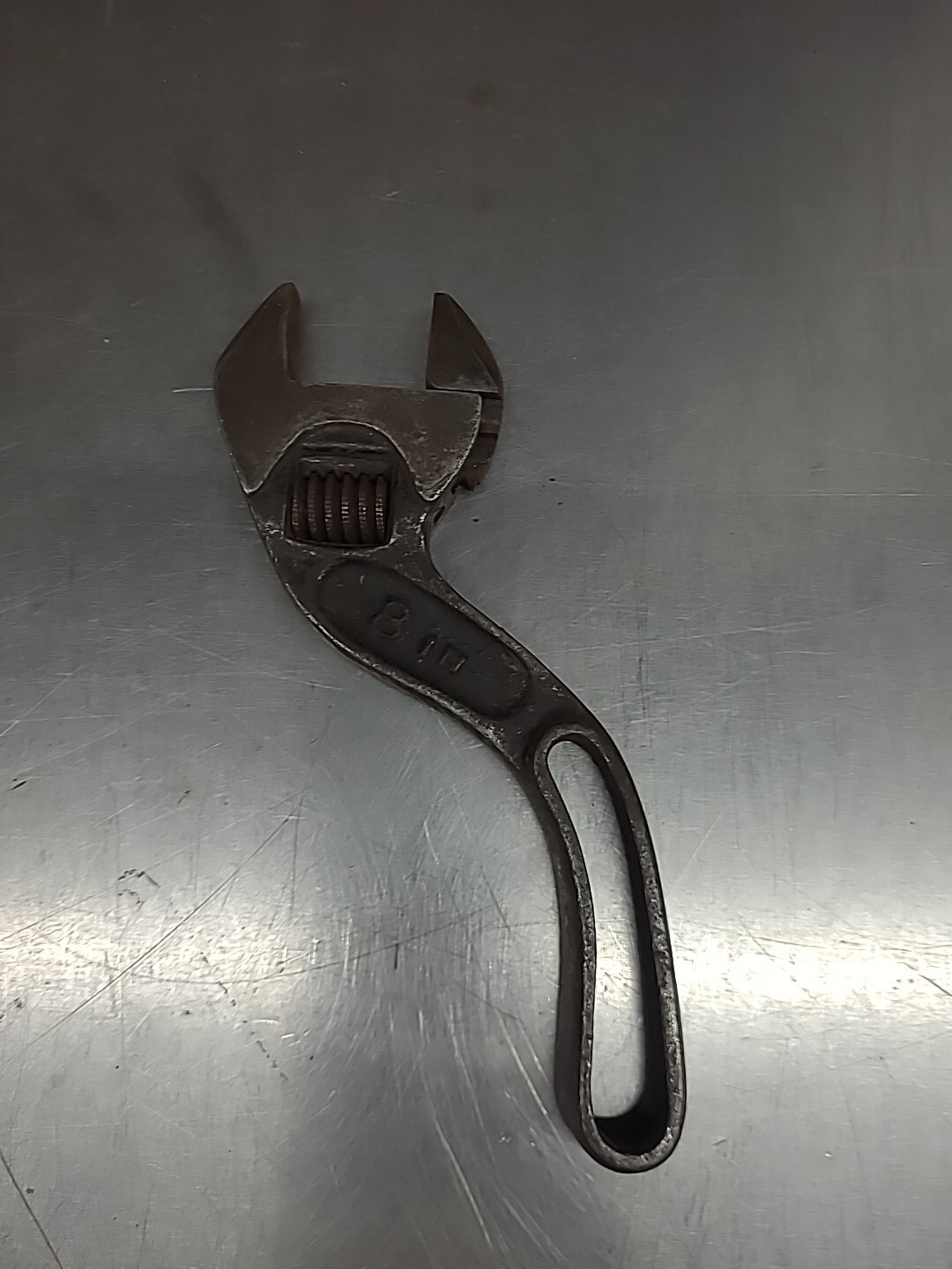 Antique B&C 8″ Inch S Curved Adjustable Wrench Bemis & Call Springfield Mass