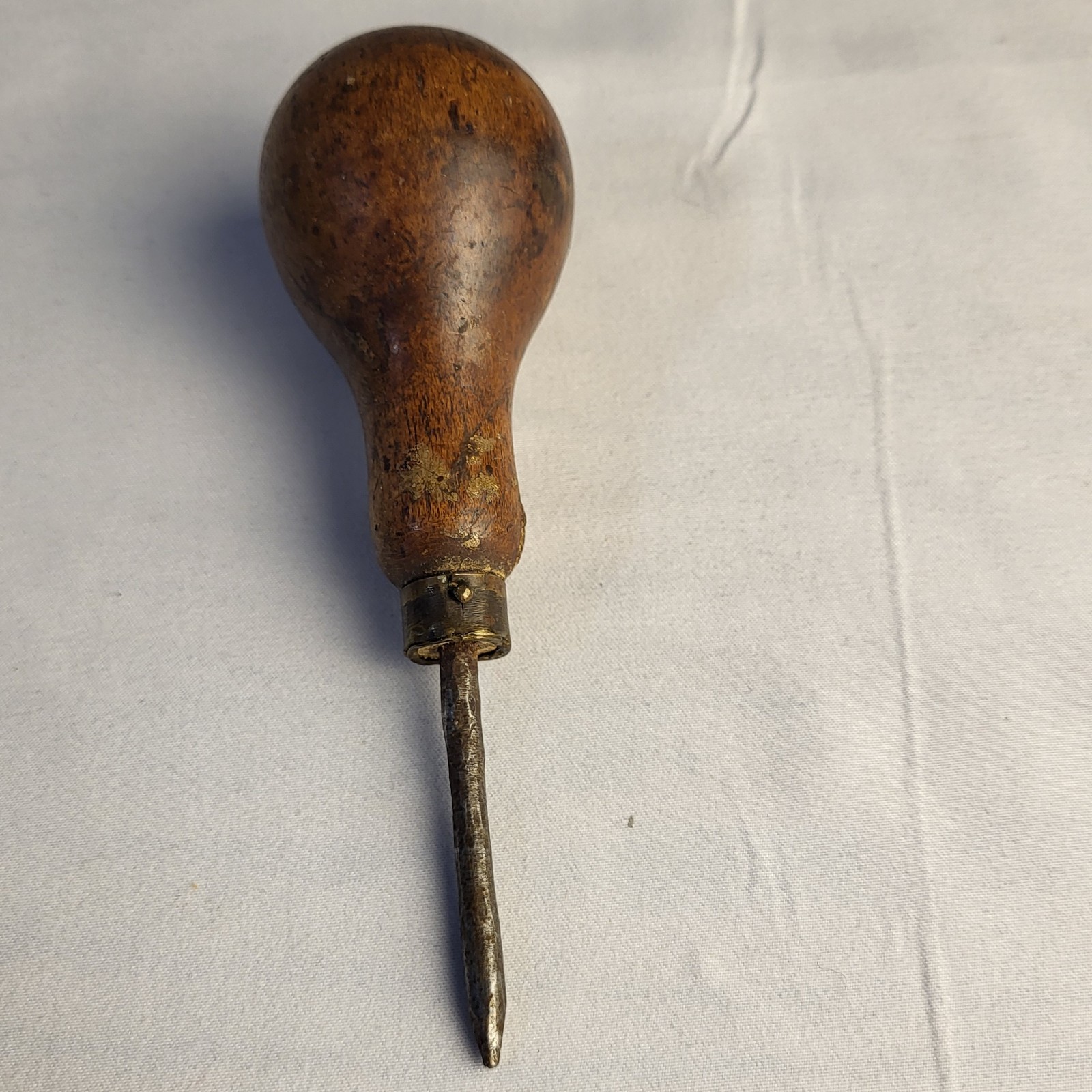 Vintage Short Scratch Awl Tool or Hole Punch Wood Handle 4.5” Long