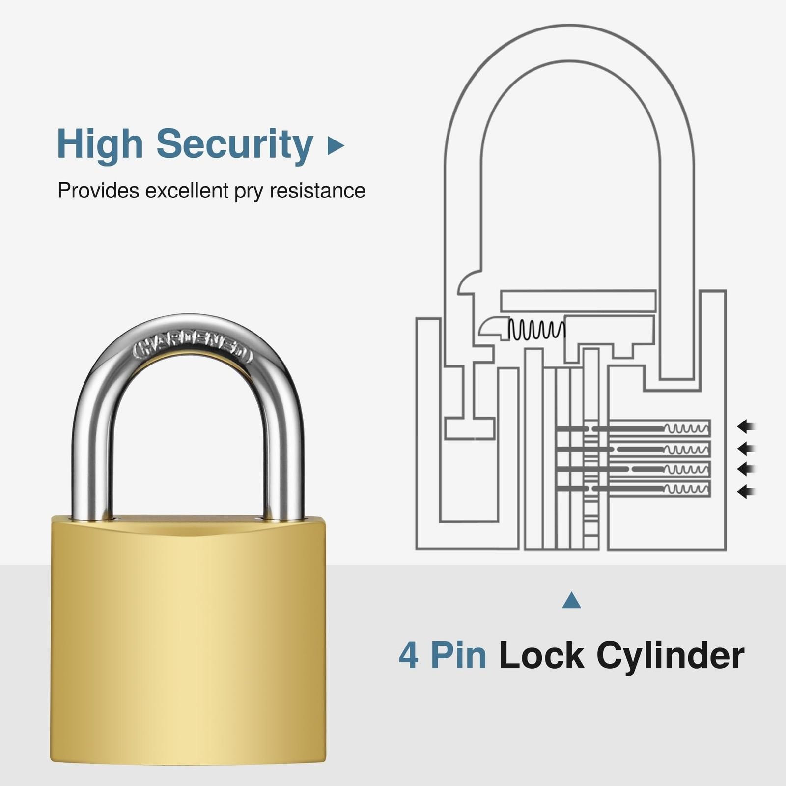 2 Pack Keyed Padlocks Waterproof Small Lock, 33mm Locker Lock with Keys for B…