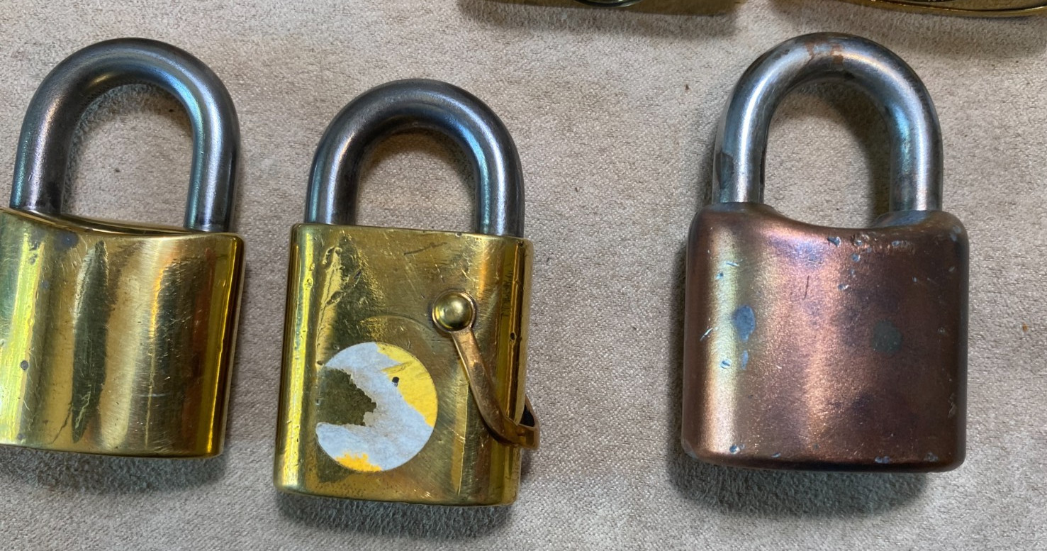 Vtg 8pc Lot Brass/Silver Pad Locks WB, BEST, Globe, Enderes, Reese, Favorite