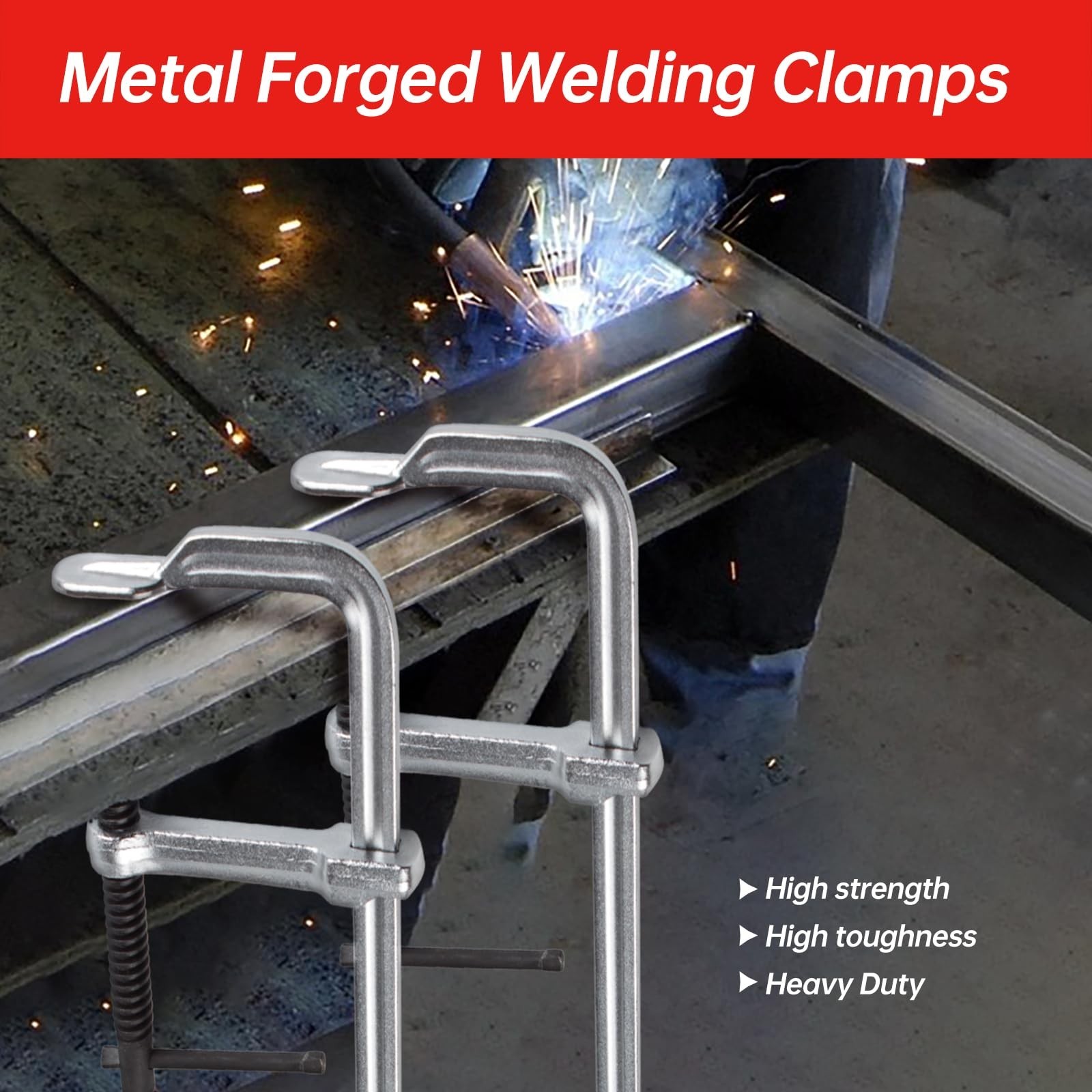 4-Pack 12 Inch Welding Bar Clamps | Drop Forged Steel Bar Clamps Throat Depth…