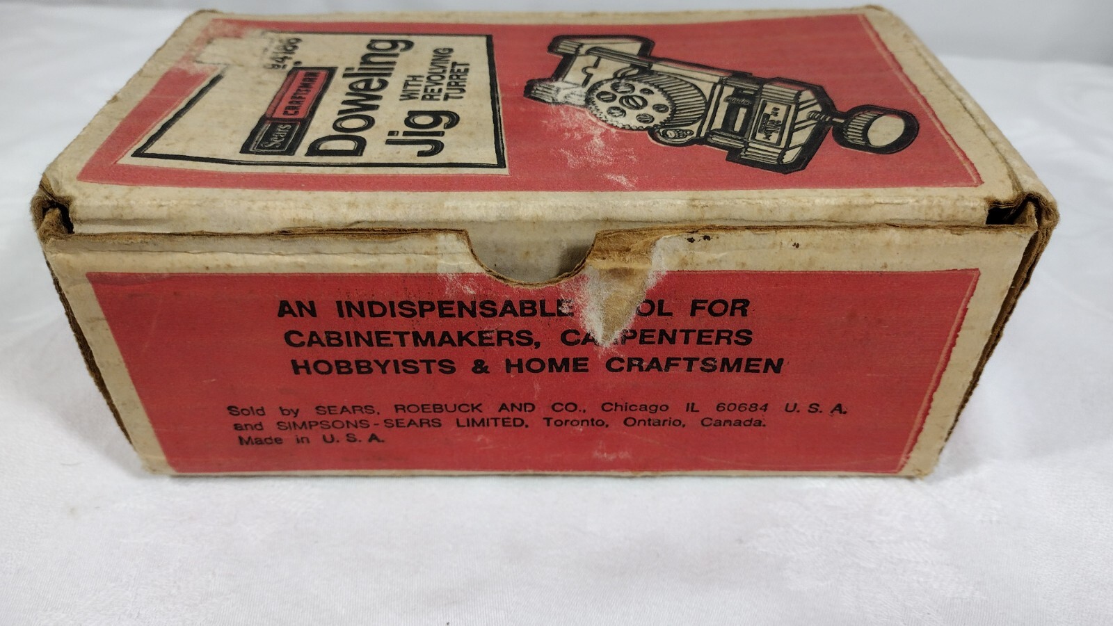 332) Vtg Craftsman Doweling Jig 9-4186 Revolving Turret, Box ½” Dowel Centers