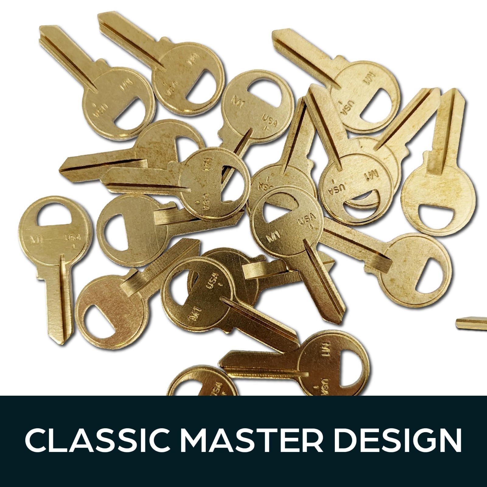 Premium Brass M1 Master Key Blanks | Uncut Keys for Home & Professional Use | 50