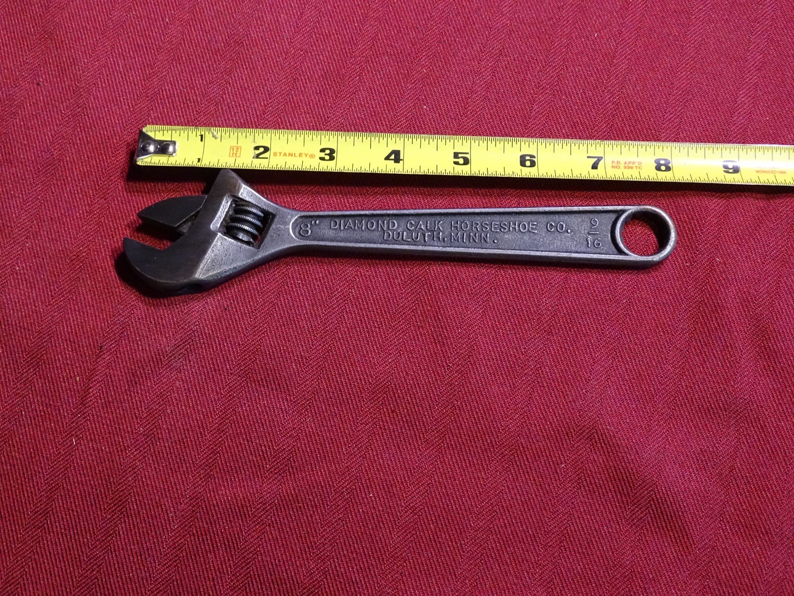 Diamond Calk Horseshoe 8″ Adjustable Wrench Crescent Style With 9/16″ Box End