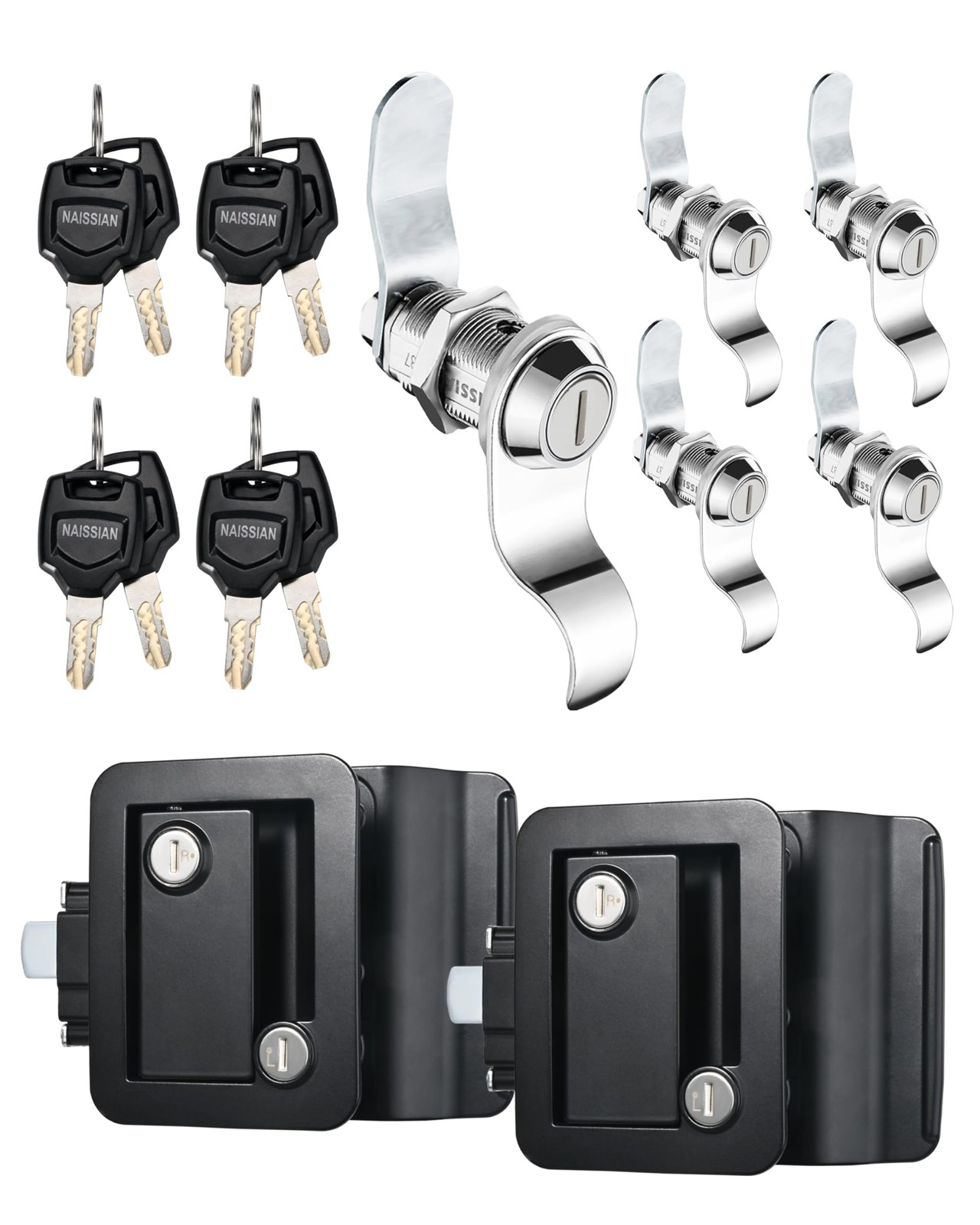 Camper Door Lock + 1-1/8″ RV Stroage Cam Lock Set,Deadbolt Lock for Entry Sid…