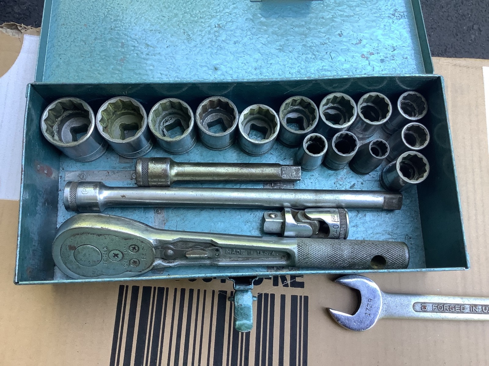Rare Vintage Craftsman BE 1/2″ Drive Ratchet Socket Set USA Metal Case 19 piece