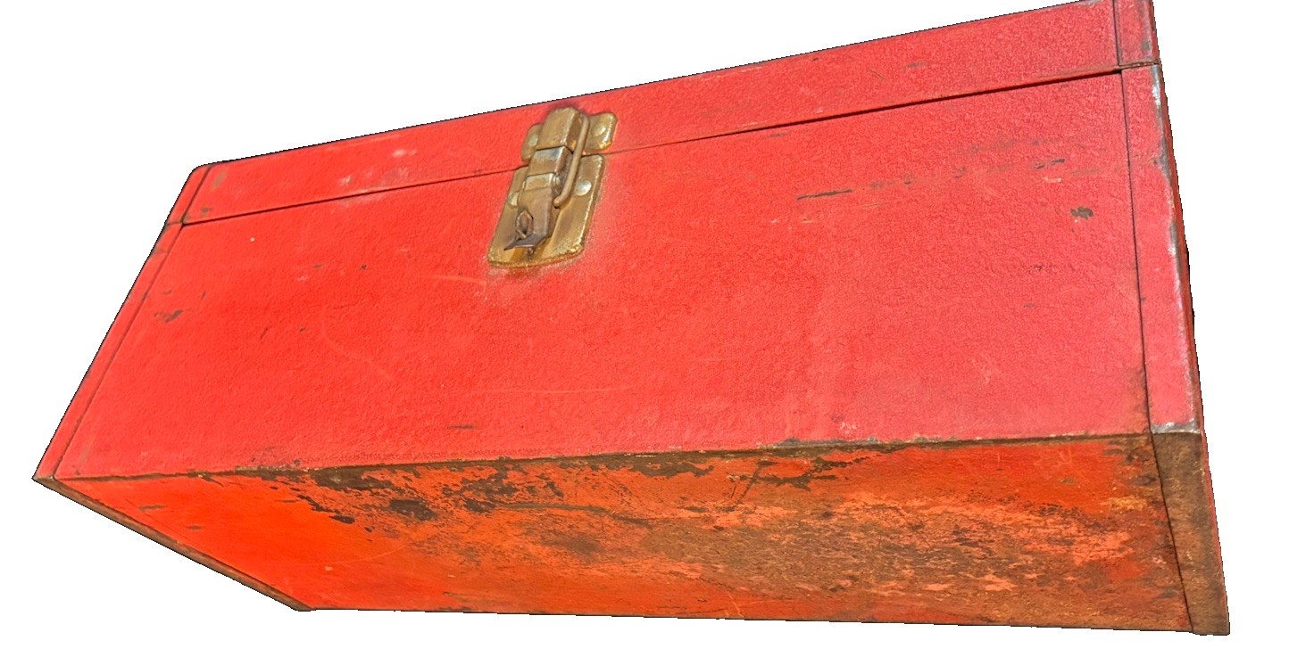Vintage Kennedy Kits KK-19 Red Metal Tool Box Made in USA Van Wert Ohio 19″