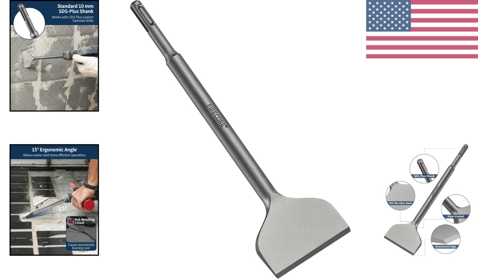 3 Inch Wide Alloy Steel SDS Plus Tile Removal Tool – High Efficiency & Ergonomic