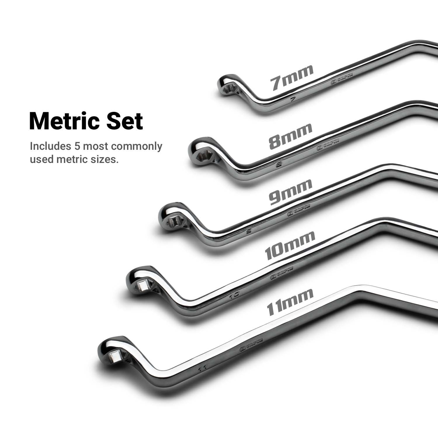 Capri Tools Brake Bleeder Wrench Set, Angled Double Box End, 7 to 11 mm, 5-Pi…