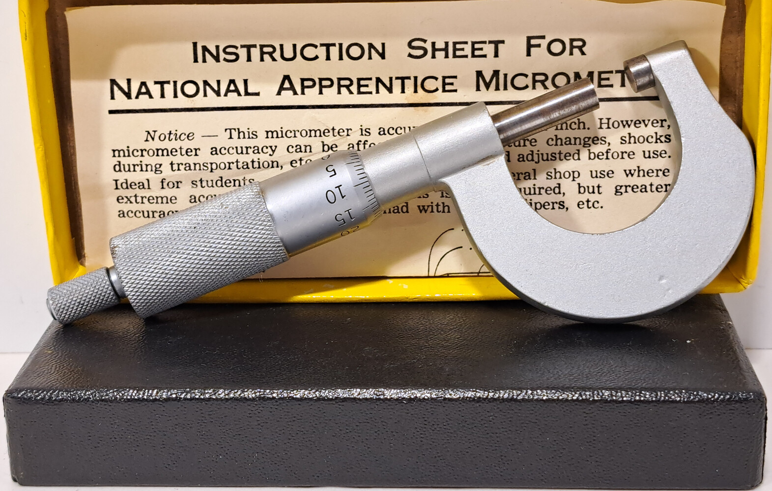 VTG MG National Apprentice MICROMETER 0- 25mm with Original Box & Directions USA