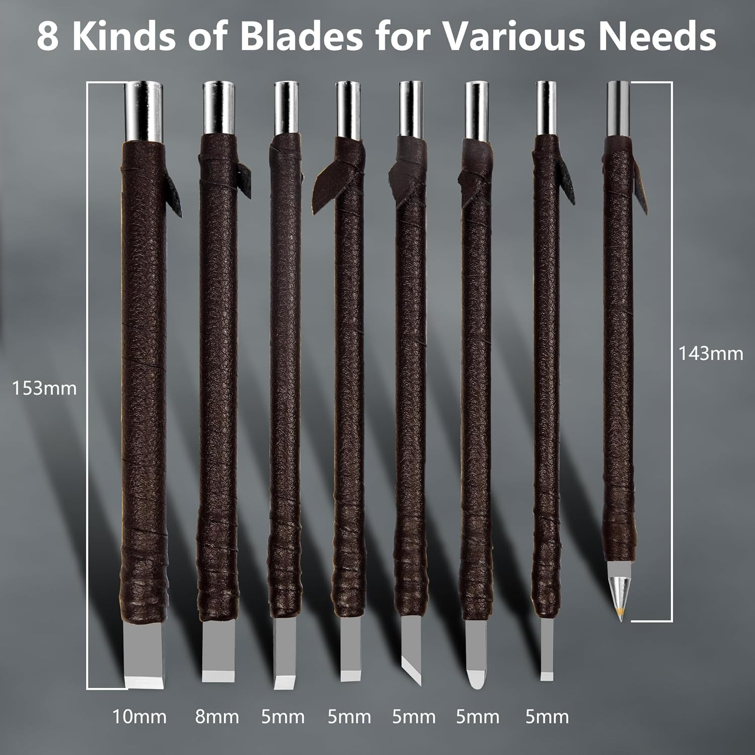 8 Pcs Tungsten Steel Chisel Metal Engraving Tools Chisel Set with Leather S…
