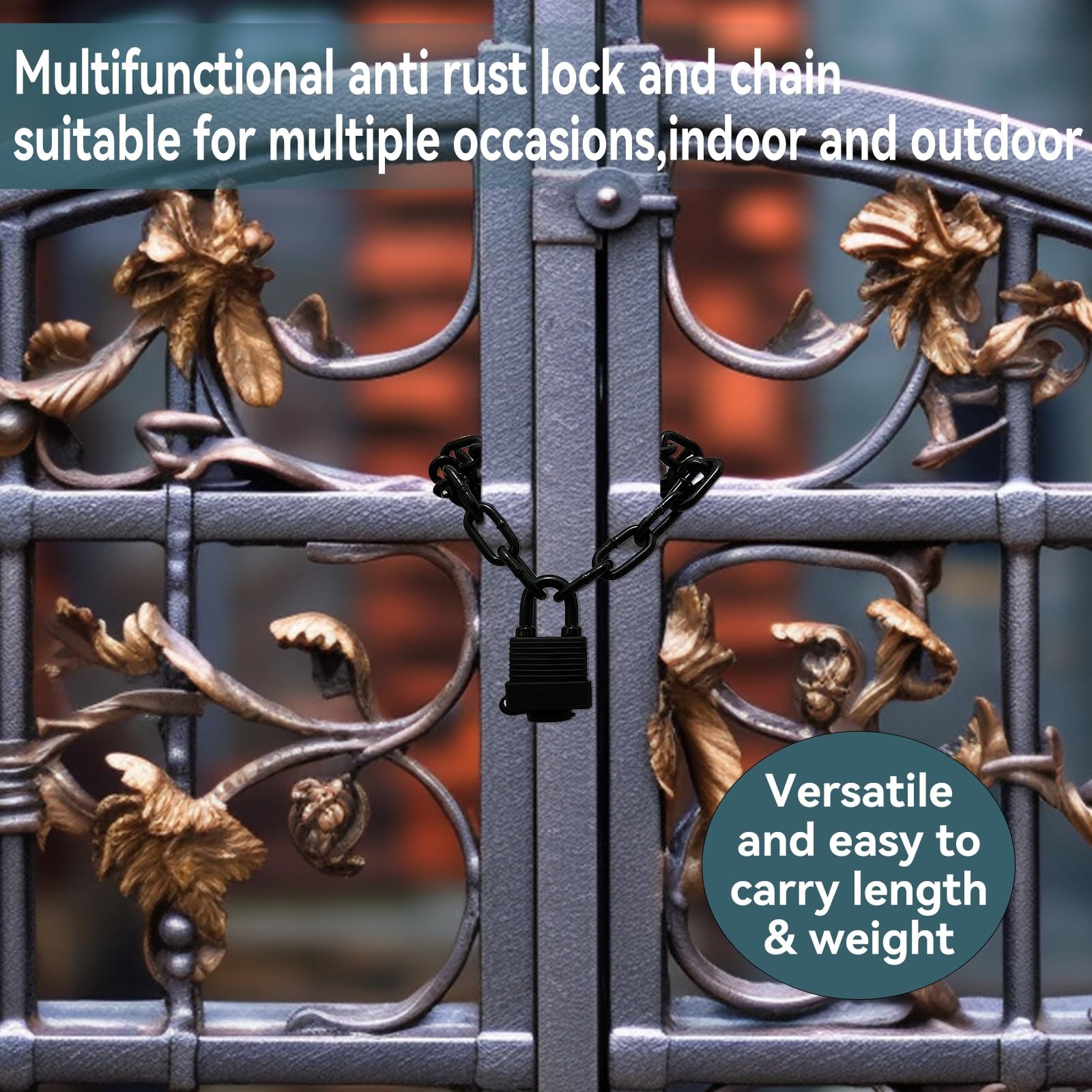 Heavy Duty Weather-Resistant Padlock with Chain, Anti-Theft Advanced Hardened…