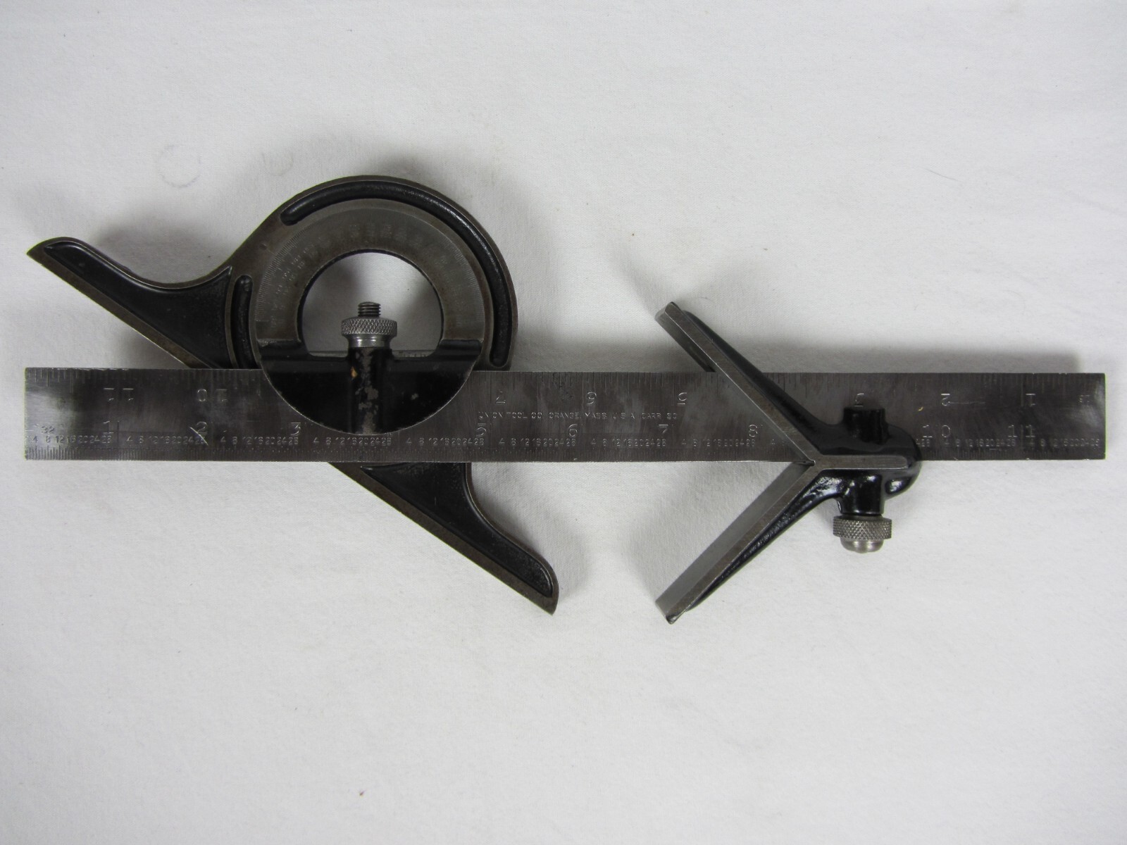 Union Tool Co. 12 Rule With Protractor and Center Head Vintage Used