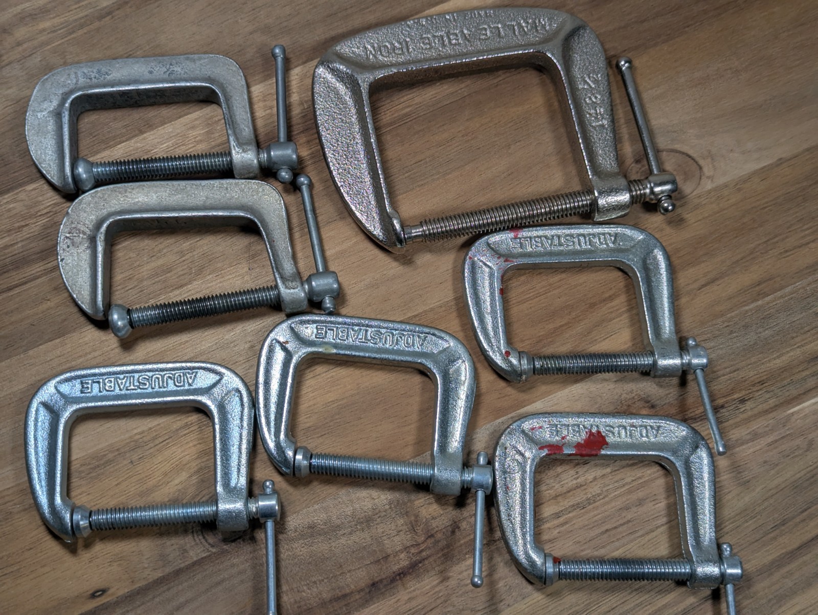 Antique C Clamps – Lot Of 7 – Made In USA – Brink And Cotton x1, Mall x2