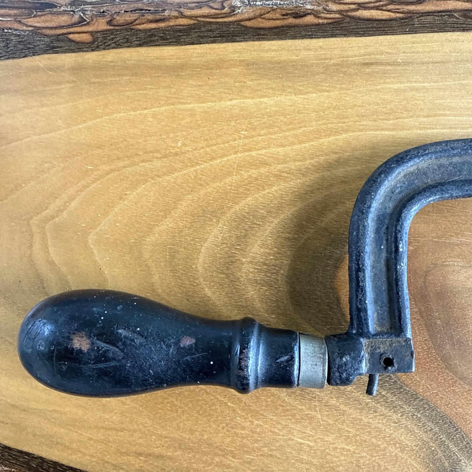 Antique Forged steel 8” Hack Saw UNION HARDWARE USA Wood Handle Brass Ring
