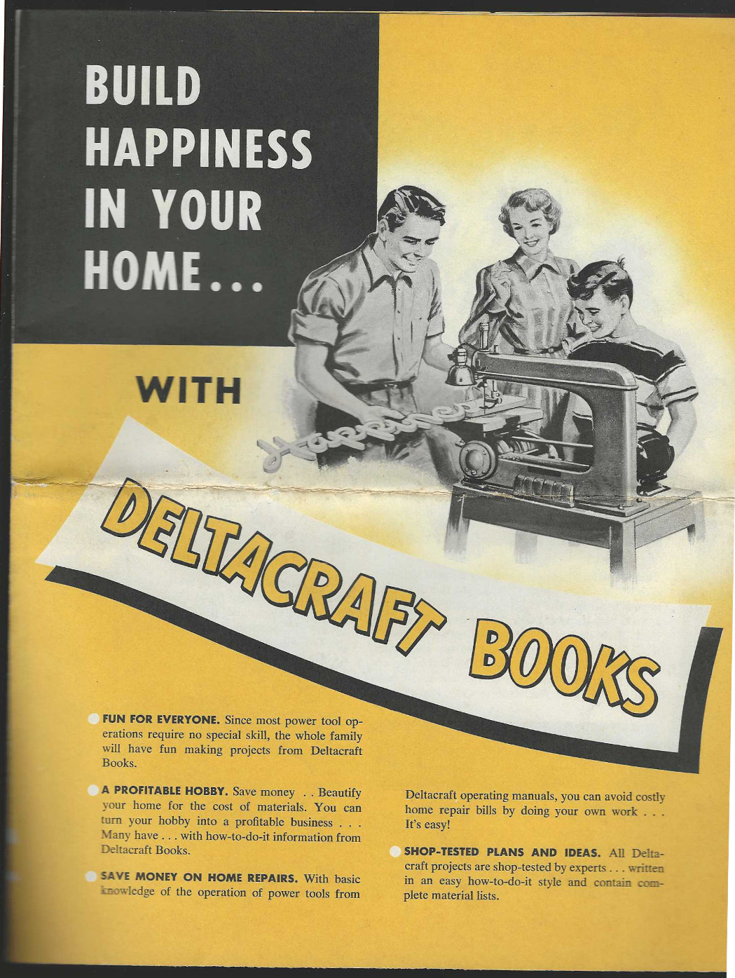 Deltacraft 1953 color ad brochure 6 pages Delta Machinery Power Tools 1950s EXC