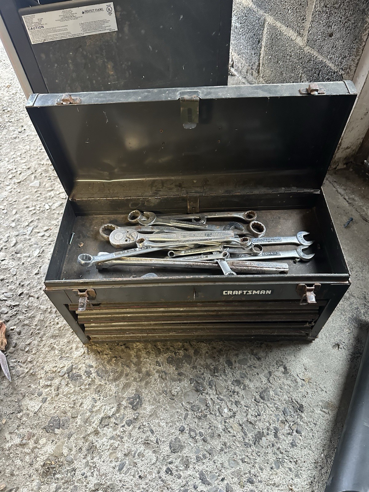 Vintage Metal Craftsman 3 Drawer Toolbox With Some Craftsman Tools