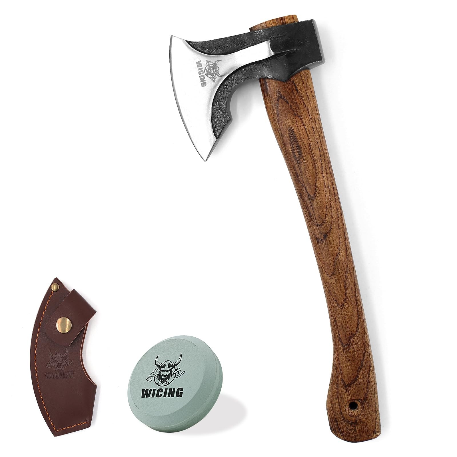 Camping Hatchet, 14.2-inch Splitting Axe with Leather Sheath, Chopping Axe 10…