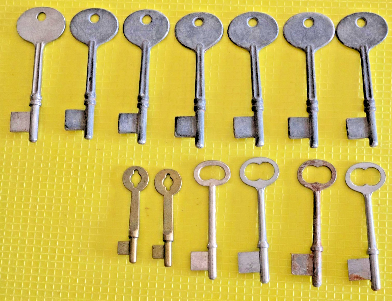 Lot of 13 Vintage Skeleton Blank Keys Various Shapes and Sizes
