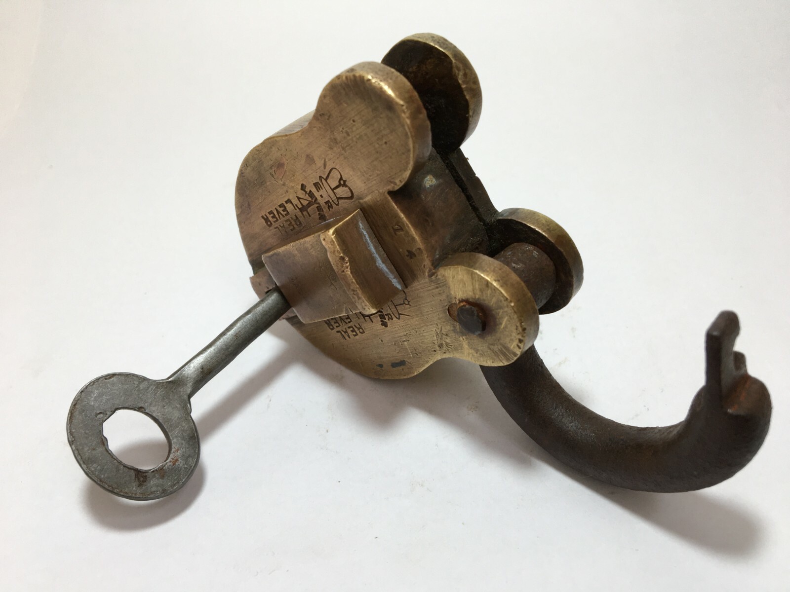 Lock Vintage Brass Padlock With Key Rich Patina Small Real 4 levers Heavy Lock