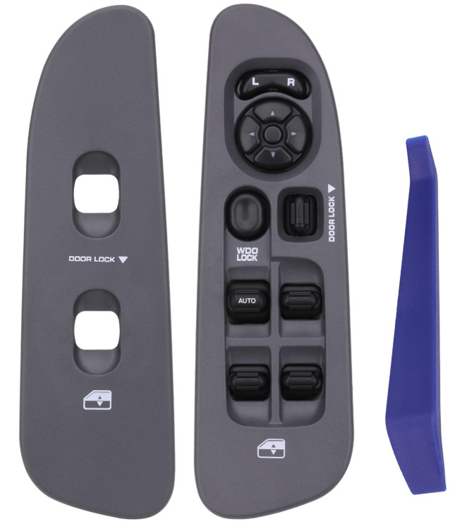 Botón y marco de control de ventanas para camioneta 2002–2009 gris oscuro, Nuevo