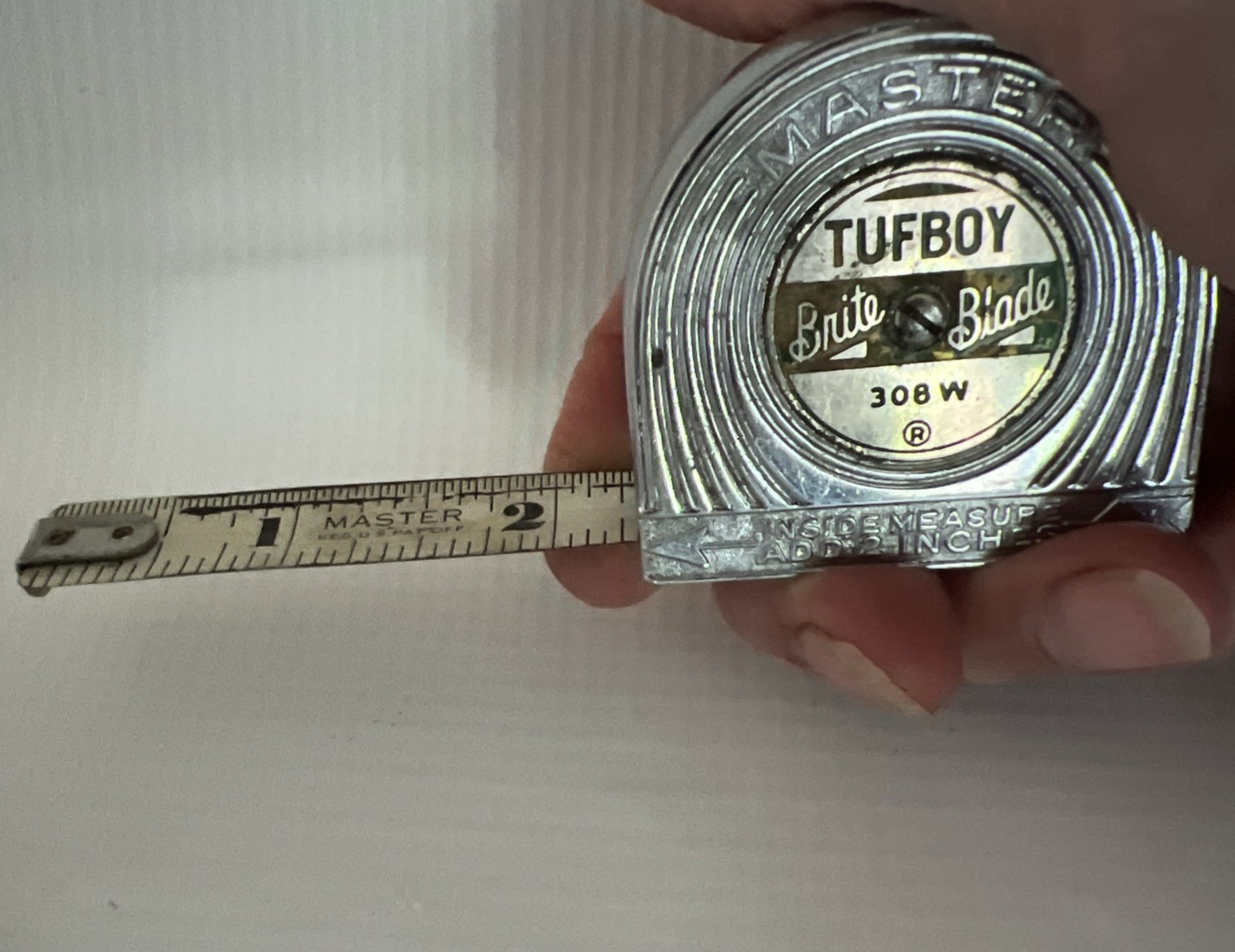 Vintage Tape Measure Master Tufboy No. 308W Brite Blade USA Advertising 1937