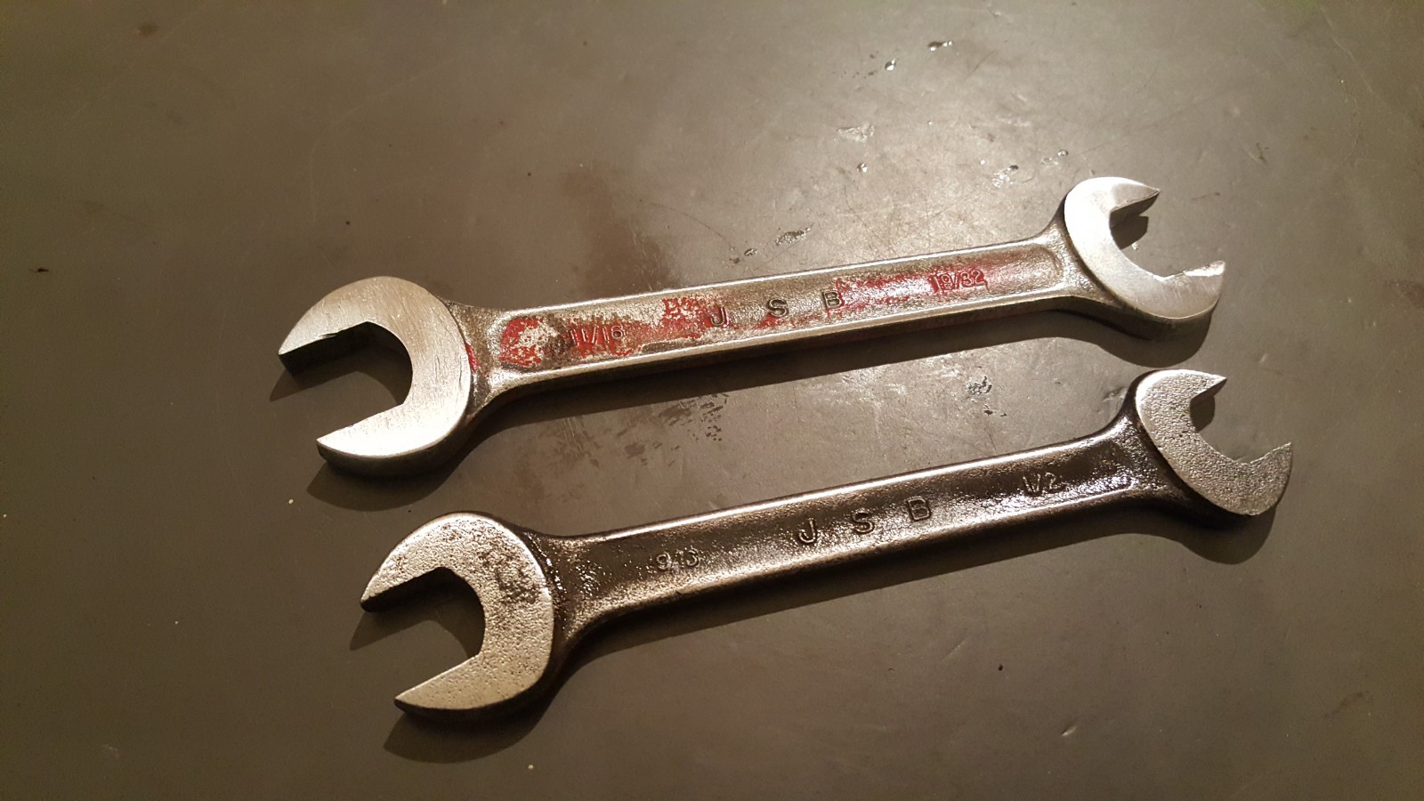 Two Vintage JSB Open-End Wrenches 9/16 – 1/2 and 11/16 – 19/32 Japan