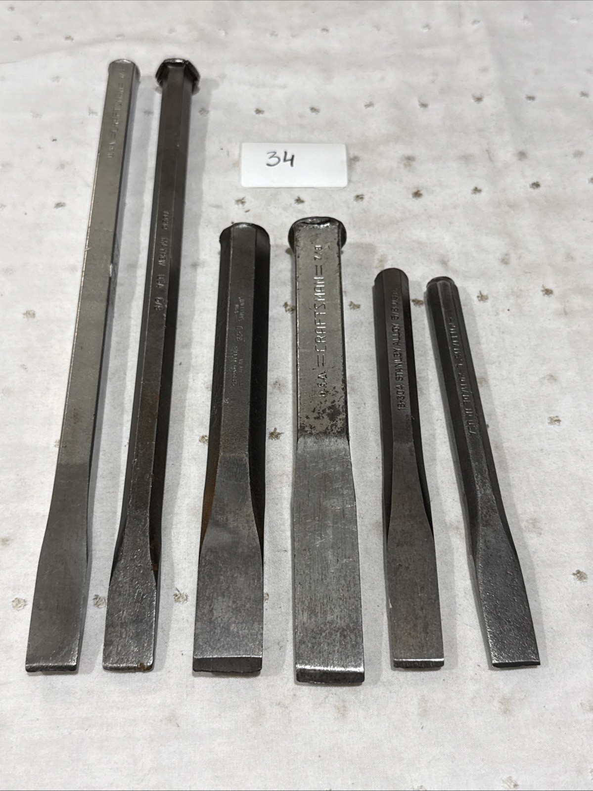 Vintage Cold Chisels Lot USA Craftsman Mayhew Williams Stanley
