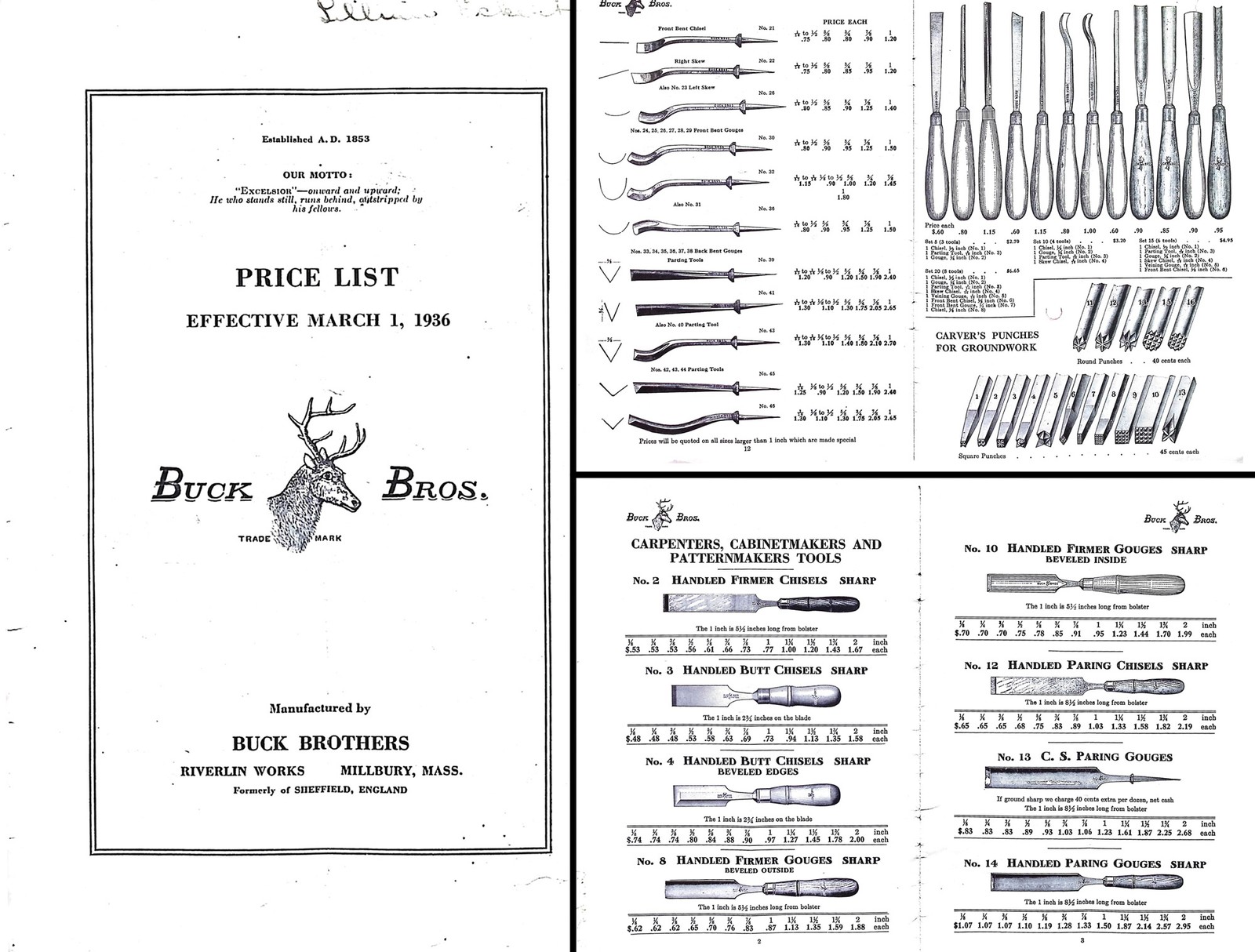 Orig. Buck Brothers 1936 Catalogue of Chisels and Carving Tools – mjdtoolparts