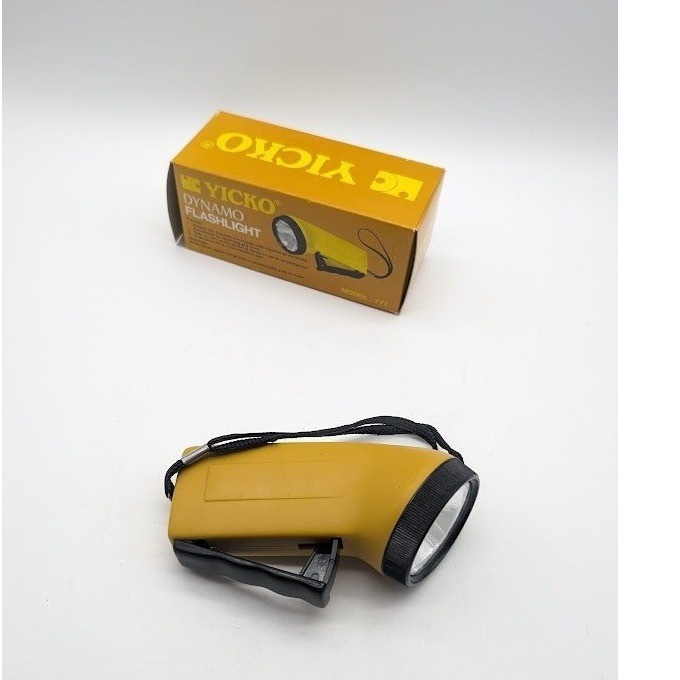 Vintage Yicko Dynamo Flashlight Model 771 WORKS Hand Crank Emergency Prep Hiking