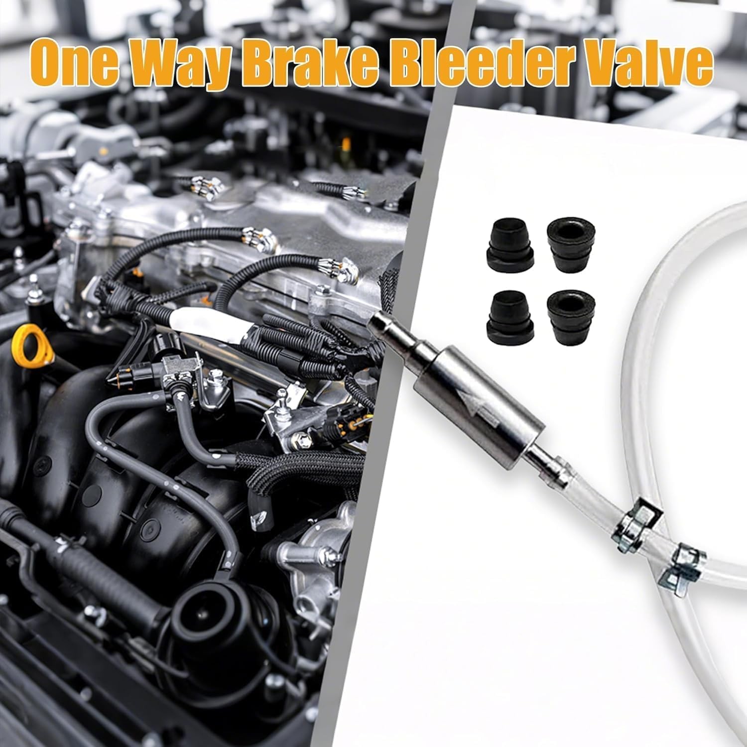 Universal Brake Fluid Bleeder Kit with One-Way Check Valve Hose Brake Bleeder
