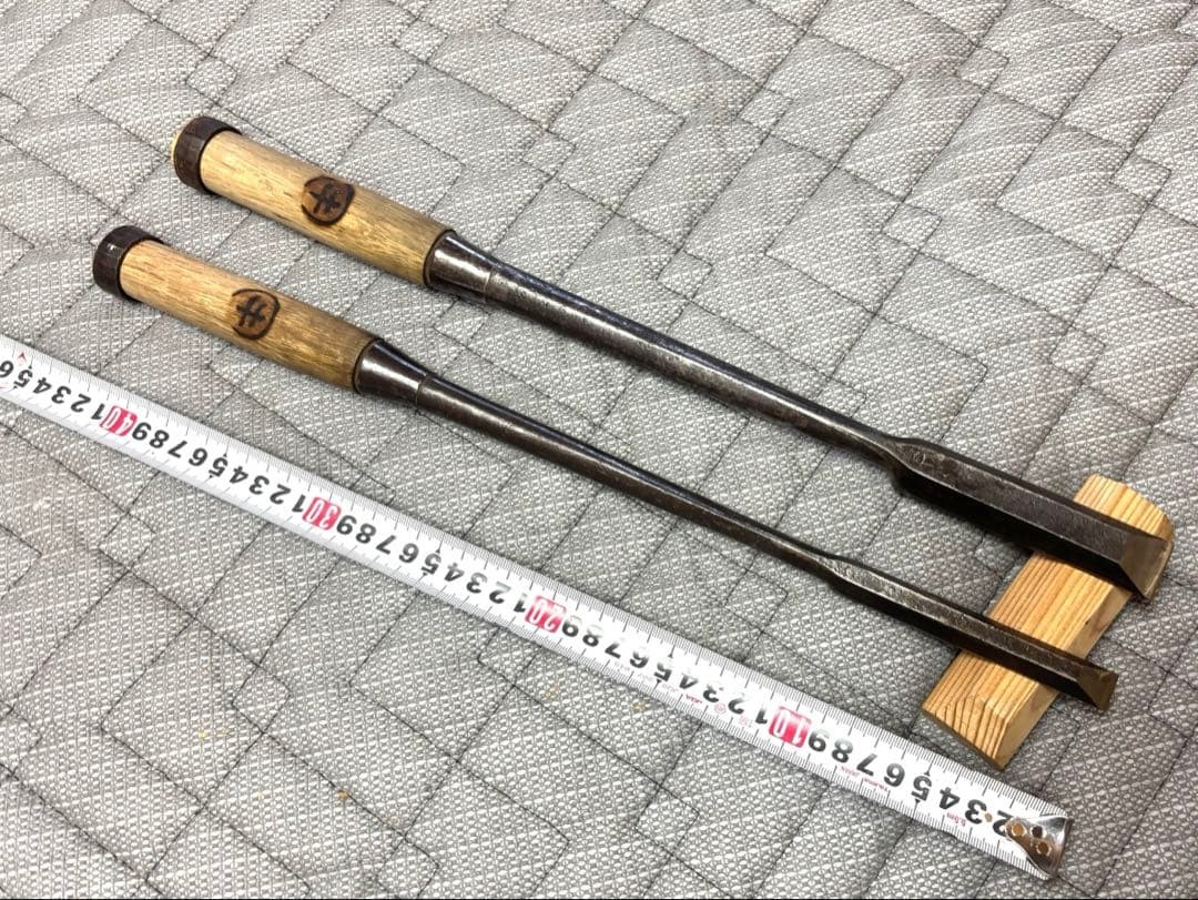 Rare Japanese Anaya Nomi Chisel Set 2 Pcs Long Neck Mortise Timber Framing Used